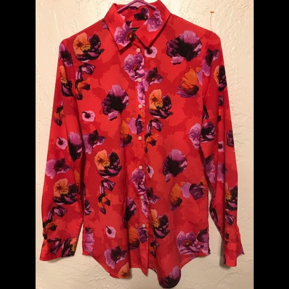 Banana Republic Tops - EUC Banana Republic Dillon Red Sheer Floral Top S
